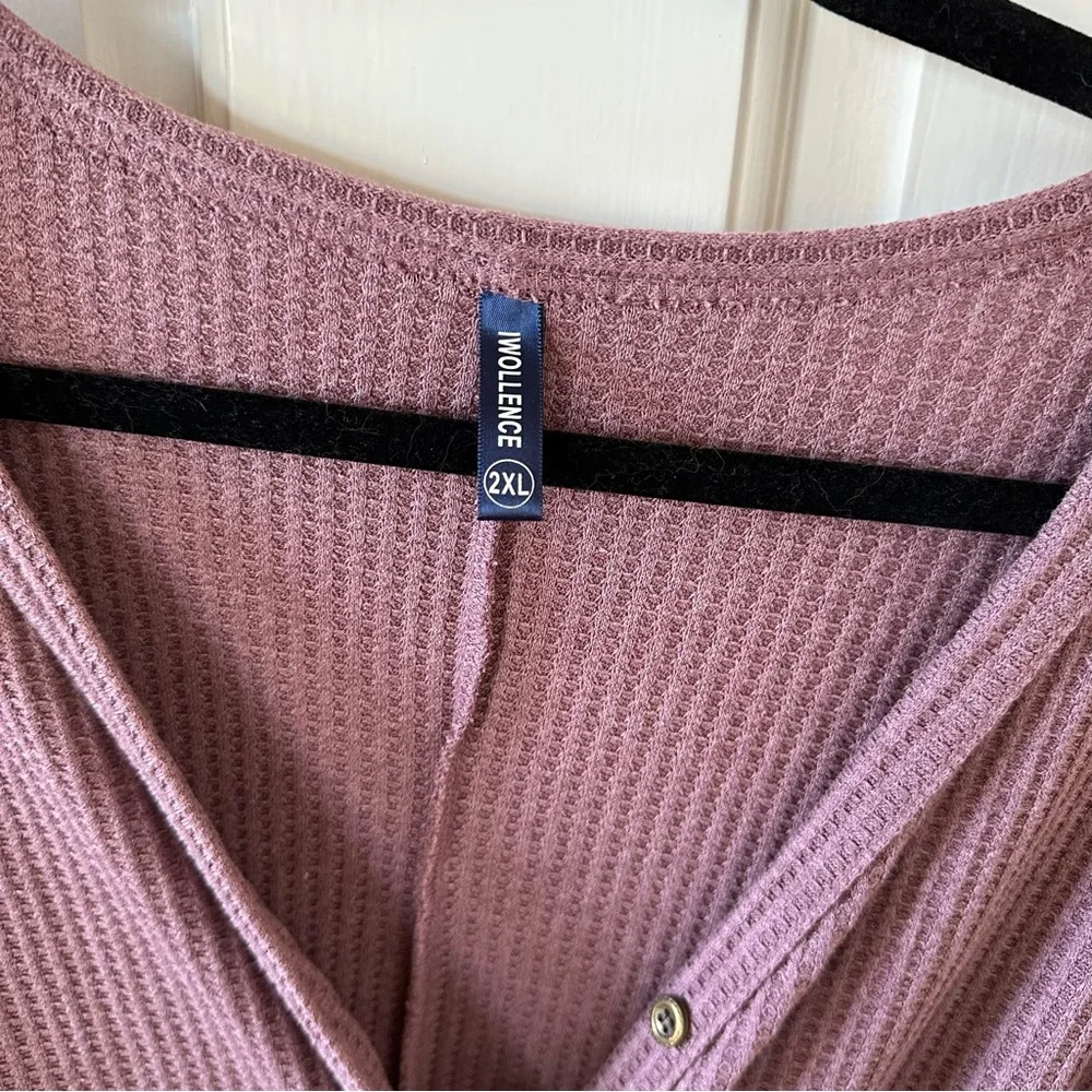 Waffle Knit Tie Front Top - Picture 5 of 6